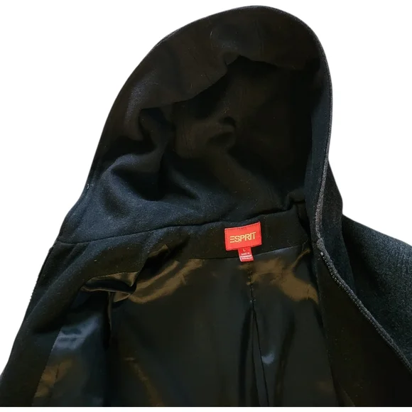 Espirit Women's Gray Hooded Jacket 90% Wool - Picture 6 of 11